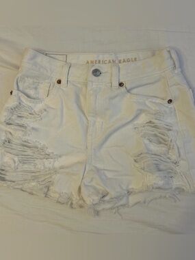 American Eagle Outfitters White Distressed Denim Cutoff Shorts